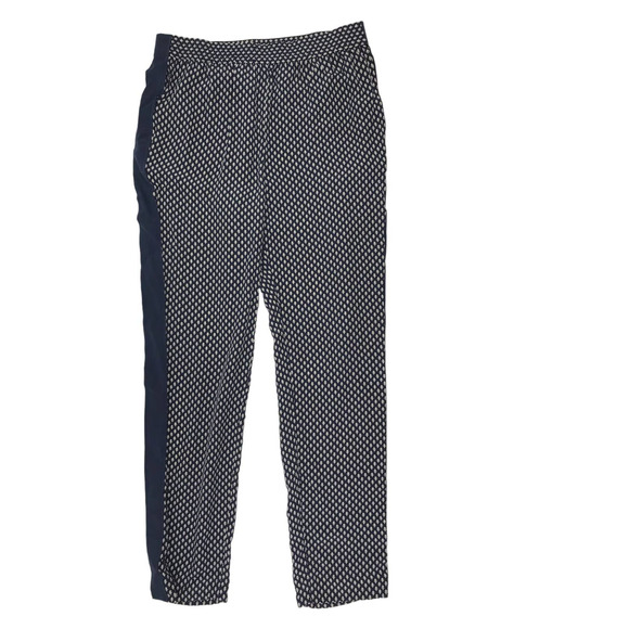 Marc by Marc Jacobs Navy Blue White Print Silk Pull On Pants Size 6 - Picture 1 of 8